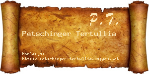 Petschinger Tertullia névjegykártya